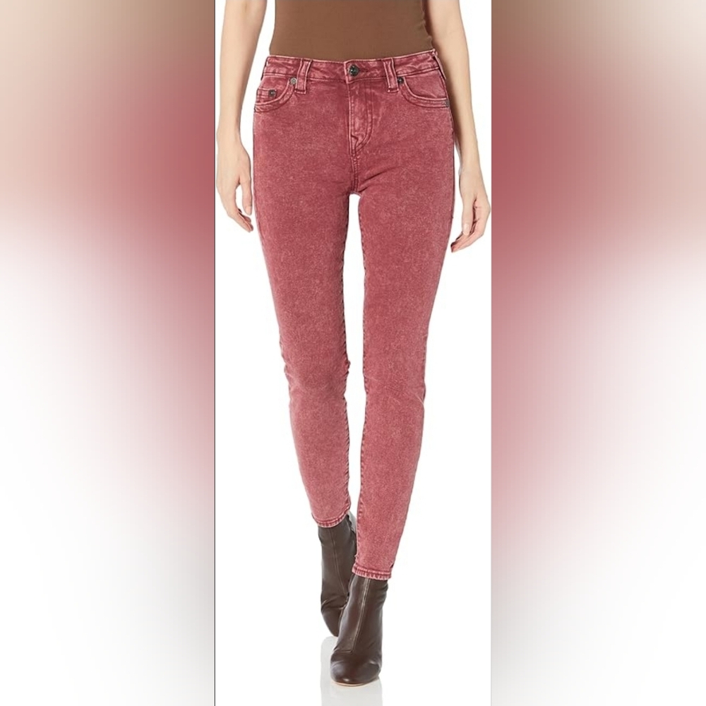 *2 For $40* True Religion Halle High Rise Burgundy Super Skinny Jeans - Picture 13 of 13
